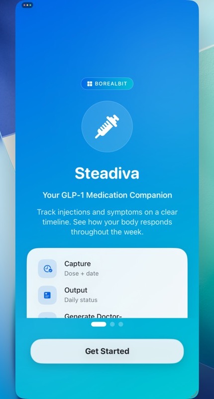 Steadiva onboarding screen on iPad
